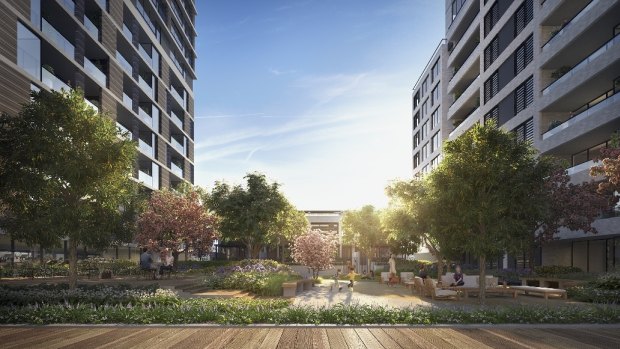 Developer Greenland Australia's project at Lachlan's Line, North Ryde, the site of two new cranes 