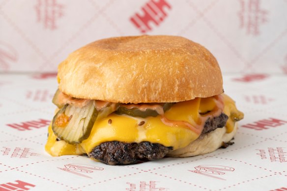 The staple beef burger at Hi Hi Burger.