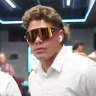 Reece Walsh with his oversized sunglasses before the grand final.