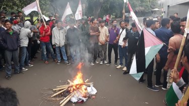 Small groups protested outside the Australian embassy in Jakarta several times last week.