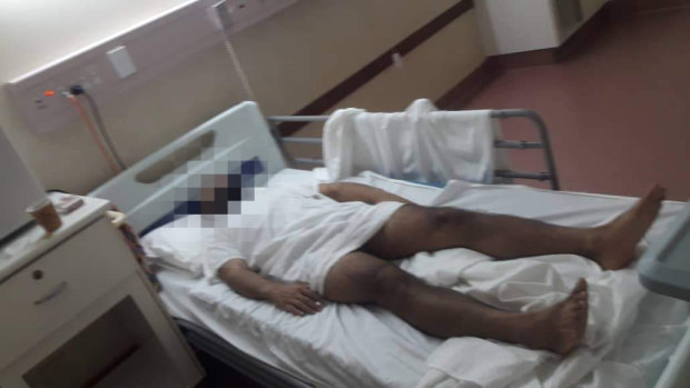 An Iranian refugee hospitalised in Port Moresby.