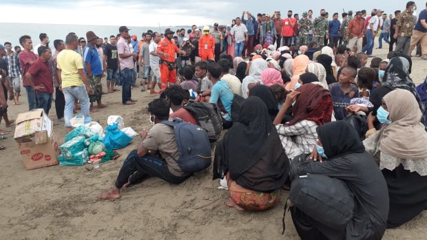 Rohingya refugees rescued off the coast of Indonesia. 