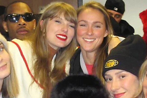 Taylor Swift and Kylie Kelce with friends at Chiefs game
