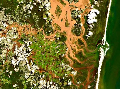 Sediment, mud and debris making its way into southern Moreton Bay and Jumpinpin from Logan River following the late February 2022 flood event. Where preventative work had been done, locals are reporting less impact.