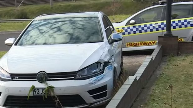 The stolen Volkswagen left in a Dandenong driveway on Saturday.