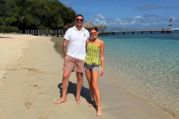 Bankrupt businessman Gregory O’Shea and wife Sarah Fyfe at the Kokomo Private Island Resort in Fiji in May.