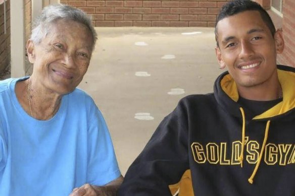 Nick Kyrgios with his late grandmother, Julianah Foster.