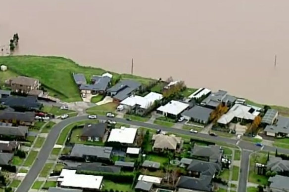 The township of Yallourn during last month’s floods. 