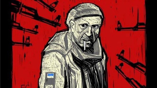 An illustration of the Ukrainian soldier killed while smoking by artist @neivanmade. Social media tributes have started to appear after a video purported to be Russian showed the man being executed.