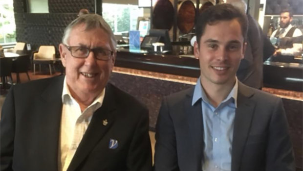 Newly elected President of Clubs NSW Northern Metropolitan Region, Toby Williams (right) with Graeme Liddell.