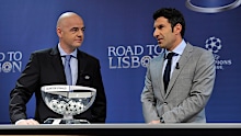 UEFA General Secretary Gianni Infantino and Ambassador for the final Luis Figo