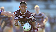 Manase Fainu in action for the Manly Sea Eagles in 2019.