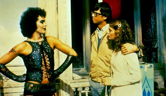 Tim Curry, Barry Bostwick and Susan Sarandon in a scene from the 1975 film 'The Rocky Horror Picture Show'.