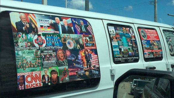 Several social media users had previously noticed the distinct white van that authorities believe Cesar Sayoc jnr owned.