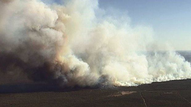 Smoke billows from the Millmerran blaze. 