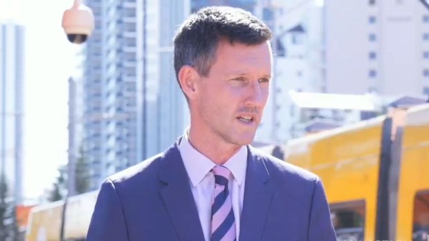 Transport Minister Mark Bailey on the Gold Coast where the Queensland Government announced $2.5 million for a $5 million business case for the fourth leg of the Gold Coast light rail project.
