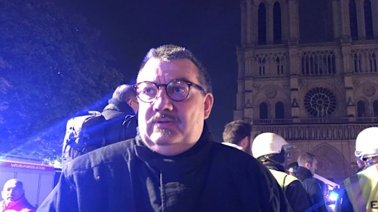 Father Fournier, the Fire Department Chaplain who saved the Blessed Sacrament and Crown of Thorns from the Notre Dame Cathedral fire. 