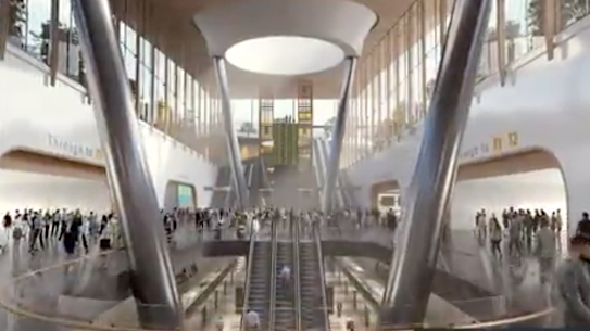 An artist's impression of the airport rail link station. 