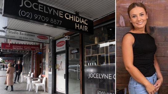 The Bankstown workplace of hairdresser Amneh al-Hazouri, known as Amy, who died after being shot on Saturday night.