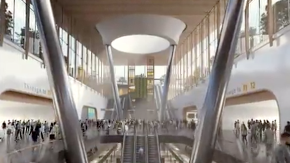 An artist's impression of a Melbourne Airport rail station.