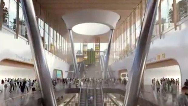 An artist's impression of a Melbourne Airport rail station.