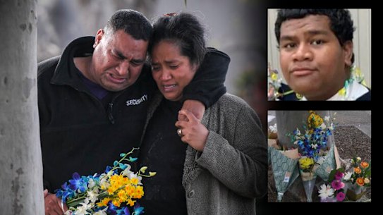 The parents of stabbing victim Solomone Taufe’ulungaki (inset).