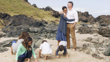 Independent candidate Rob Oakeshott with his family.