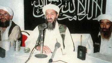 This undated photo taken in an unknown location shows  Osama Bin Laden (centre), Ayman Al-Zawahiri (left), a physician and the founder of the Egyptian Islamic Jihad, and Muhammad Atef.
