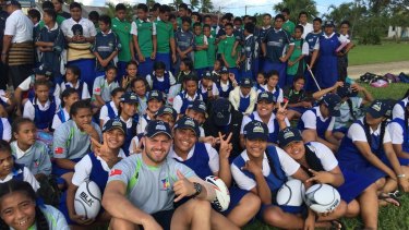 Lachlan McCaffrey collected gear from the Brumbies and teammates to send to Tonga.
