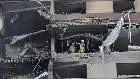 The aftermath of Israel’s attack in northern Tehran on Friday. 