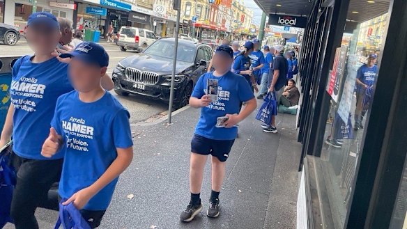 Brethren members join the Liberal campaign in Kooyong.
