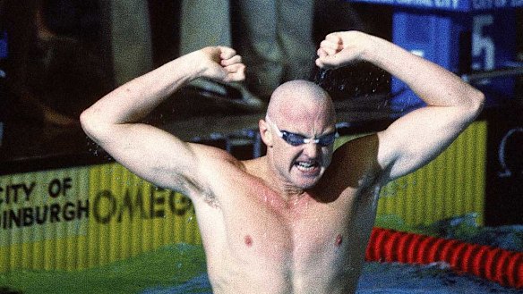 Neil Brooks after winning his event during the 1986 Commonwealth Games held in Edinburgh, Scotland. 