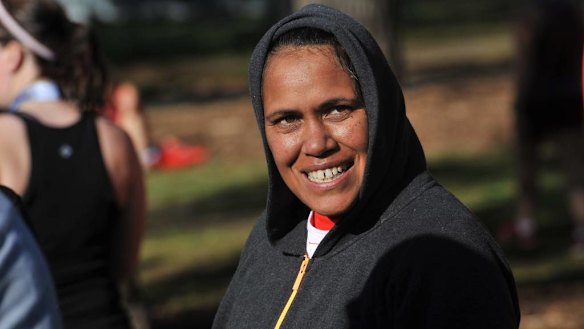Cathy Freeman photographed at the Melbourne Marathon.