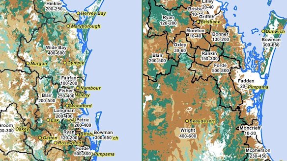 Australia Koala Foundation estimates of south-east Queensland's koala numbers in 2017.