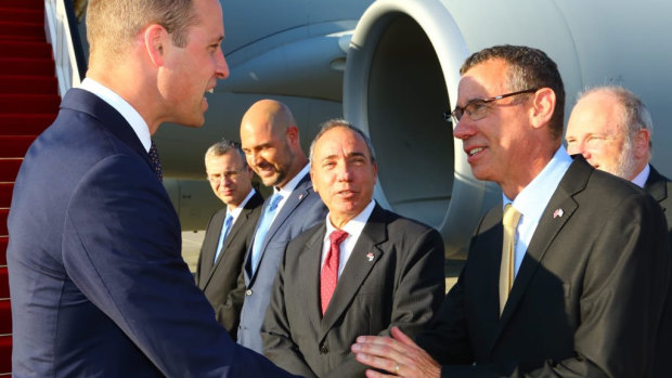 Israel's Australian-born ambassador to Britain, Mark Regev, greets Prince William on his recent trip to Israel.