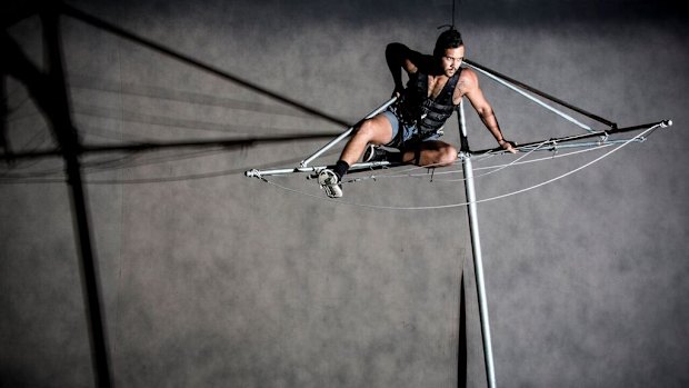 Aerial performance is a feature of this production of Ursula Yovich's Man With The Iron Neck.