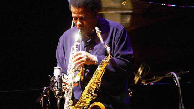 Jazz saxophonist Wayne Shorter leads his quartet on tenor saxophone photographed at Hamer Hall. May 13, 2005.