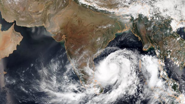 A satellite image of Cyclone Fani in the Bay of Bengal on Wednesday.