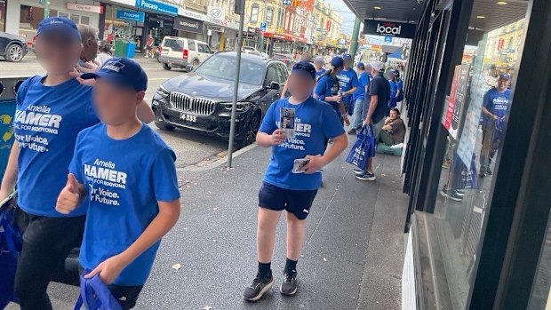 Brethren members join the Liberal campaign in Kooyong.