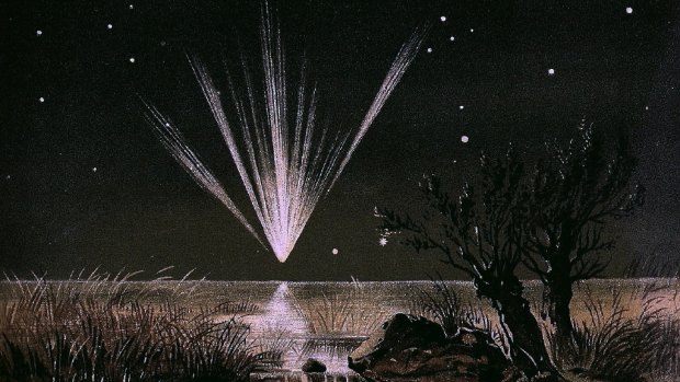 Great Comet of 1861, also known as C/1861 J1 or comet Tebbutt; drawing by Edmund Weiss (via Wikipedia)