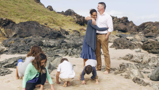 Independent candidate Rob Oakeshott with his family.