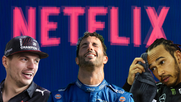 Max Verstappen (left), Daniel Ricciardo and Lewis Hamilton.
