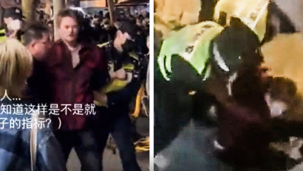 BBC journalist Ed Lawrence was arrested while covering the protests in Shanghai.