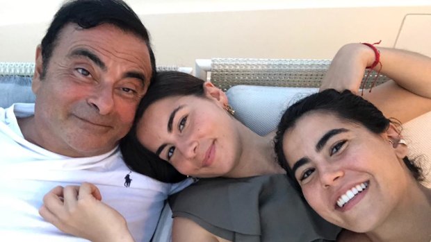 Carlos Ghosn with daughters Maya and Nadine.