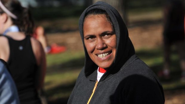 Cathy Freeman photographed at the Melbourne Marathon.