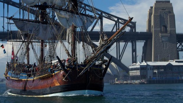 The replica of Captain Cook’s ship HM Bark Endeavour.