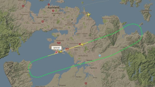 QF144's flight route after an oven malfunctioned.