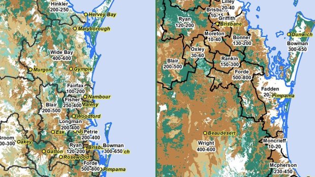 Australia Koala Foundation estimates of south-east Queensland's koala numbers in 2017.
