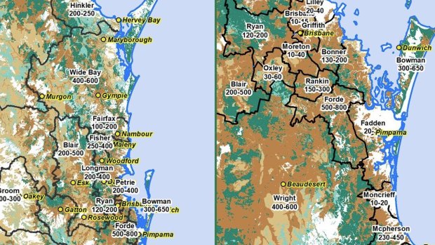 Australia Koala Foundation estimates of south-east Queensland's koala numbers in 2017.