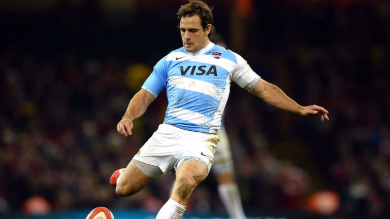 Argentina's Nicolas Sanchez kicks a penalty.